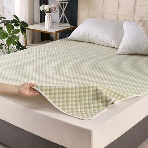 Odot Empapadores Reutilizables Cama Adultos, Estilo Guingán Empapadores Absorbentes Lavables Protector de Cama Impermeable para Silla de Ruedas, Incontinencia, Niños (Verde Claro,200x230cm)