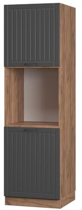 Vicco Herdumbauschrank Fame-Line, Dunkelgrau, 60 cm | MDF-Front · Soft-Close · Höhenverstellbare Füße · Metallgriffe · Einfache Integration ✓