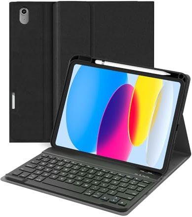 MERSATM Keyboard Case for iPad (A16) 11th gen 2025 11 inch, 10th Generation 2022 10.9 inch Case with Magnetic Detachable Wireless Keyboard, Multi-Angle Stand Folio Cover with Pencil Holder, Black