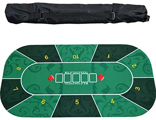 Piano da tavolo poker pieghevole, casinò Blackjack e Texas Hold'em, layout in gomma portatile for 10 giocatori(Green)