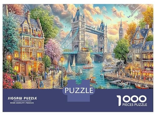 Puzzle 1000 pièces « Coucher de Soleil sur Le London Bridge » - Jeu éducatif pour Adultes et Enfants, idéal pour Les soirées Jeux en Famille, Cadeau Parfait (52 x 38 cm / 1000 pièces)