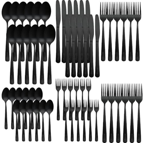 Rosenstein & Söhne Bestecksets: 60-teiliges Besteck-Set für 12 Personen, Edelstahl, mattschwarz (klassische Besteck Sets, schwarz)