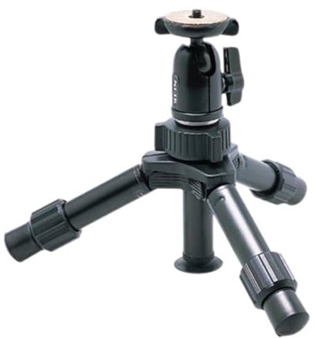 SLIK Mini Pro III Table Top Tripod, 2-Section, Max 10 - Black | Aluminum tabletop tripod with ball head and suction cup for stability, portability and photography