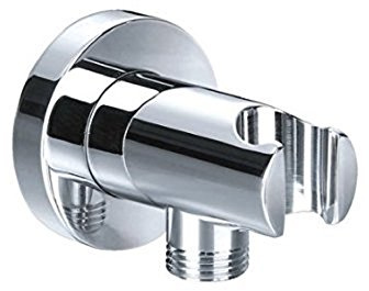 Gariella - Wandanschlussbogen mit Brausehalterung, Anschluss Handbrause, Messing, verchromt 1/2 Zoll Gewinde, inkl. Brausehalter