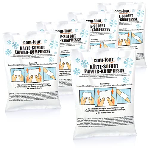 COM-FOUR® 5x compresa fría instantánea desechable, compresa fría para enfriamiento inmediato y para primeros auxilios, almohadilla de enfriamiento para uso externo, 21 x 15 cm (05 piezas - juego 2)