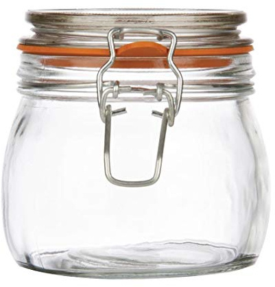 Set di 6 Barattoli da 500 ml, MOD Fido Bormioli, con Tappo Meccanico per Alimenti