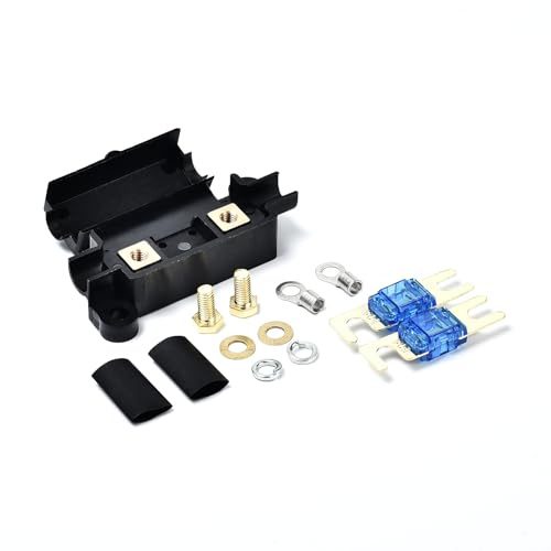 TopHomer Sicherungshalter 12V mit 2 Mini ANL Sicherungen 60A + 4mm Anschlüssen – Spritzwassergeschützt für Auto, LKW, Wohnmobil, Boot, Motorrad