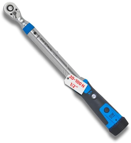 SW-Stahl 03873L Drehmomentschlüssel 1/2 Zoll, 20-100 Nm, Radschlüssel | Knarre mit 48 Zähnen für Reifenwechsel an PKW und Motorrad, 400 mm Länge, Chrom-Vanadium Stahl, Auslösegenauigkeit ± 4%