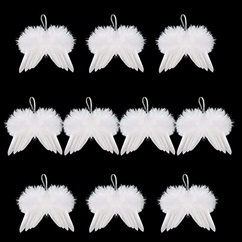 ToBeIT 10pcs Engelsflügel Federn Engel Flügel Anhänger Weihnachtsbaum Deko Christbaumschmuck Vintage Feder zum Aufhängen (8X10CM)