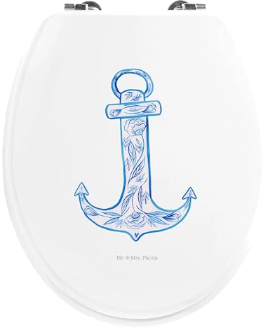 Mr. & Mrs. Panda Motiv WC Sitz Anker Blau - Geschenk, Toilettendeckel, lustige Sprüche, WC-Sitz, Toilette, Klobrille, Klodeckel, Gute Laune,