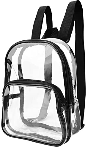 TSLBW Zaino Trasparente Mini PVC Trasparente Borsa da Scuola Impermeabile Zaino Trasparente Morbida 23 * 19 * 7cm Zaini Casual Giornaliero Borsetta Unisex per Lavoro Viaggiare Concerto Sport (S Nero)