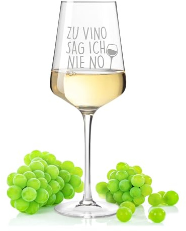 Leonardo Puccini Weinglas mit Gravur - Zu Vino sag ich nie no - Geschenk für Weinliebhaber - Witziges Glas mit Spruch - Geschenke für Sie & Ihn zum Geburtstag oder Weihnachten - Farbe: Puccini