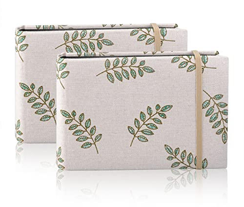 2 Pack Klein Fotoalbum Einsteckalbum für 200 10x15 Fotos,Small Pocket Photo Album Mini Fotobuch Schwarze Seiten Fotoalbum zum Einstecken mit Leinen Einband für Hochzeit Baby Urlaub Geburtstag (Blatt)