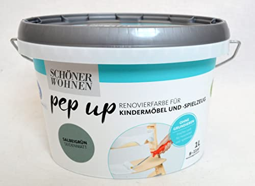 Pep up Renovierfarbe für Kindermöbel und Spielzeug 1 l salbeigrün