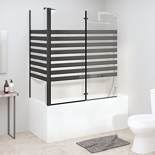 DCRAF Farbe: schwarz gestreift Badewannenabtrennung 120x68x130cm Hartglas
