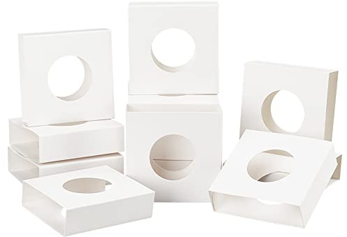 NBEADS 30 Stück Quadratische Geschenkboxen Aus Karton, Weißes Rundes Muster Hohles Fenster Dekorieren Papierboxen Für Schwimmenden Displayrahmen Ständer Schmuckausstellung 7x7x2cm