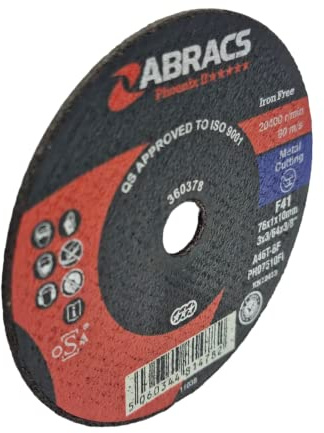 Abracs Cut Off Wheels - Thin Metal Cutting Discs For Angle Grinders 75mm x 1.0mm x 10mm (4) 10-Pack