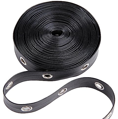 GORGECRAFT Ösenband 5 m Schwarz Ösenbesatz 19 mm Breit Ösen-Köperband Besatz Samt Perlenschnur Flache Kunstlederschnur Für Die Schmuckherstellung Quaste Kleid Geldbörse Heimdekoration