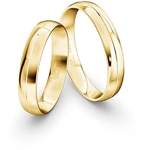 JC Trauringe | Paarringe | Traumhafte Eheringe 4 mm breit I 333 Gold Poliert I Verlobungsringe Partnerringe Gelbgold mit Gravur in edler Schatulle I 2 Hochzeitsringe | Ringe ohne Stein I NT04