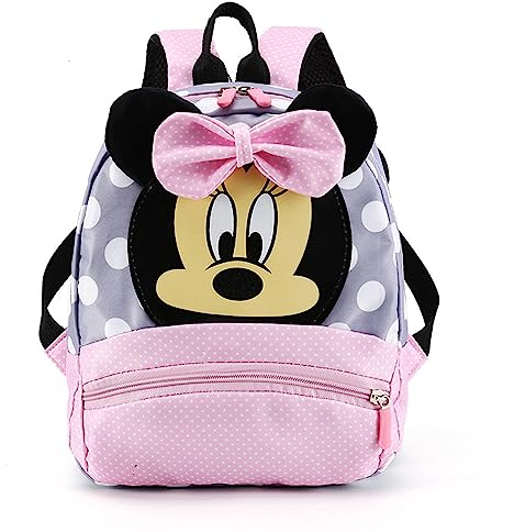 Forhome Minnie Mouse Rucksack, Rucksack für Kindergarten, Geeignet für Schule Oder kurze Entfernungen, 3-9 Jahre alte Kindergarten Grundschule Jungen und Mädchen