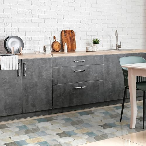 CREARREDA Tappeto cucina 180x50cm Artistic Cement vinile antiscivolo e lavabile Passatoia cucina in vinile, lavabile 100% made in Italy