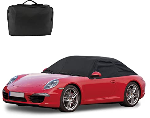 Halbe Autoabdeckung Ersatz für Porsche Boxster/Cayman 718/986/987/981 1996-2024, Softtop-Dachschutz-Autoabdeckung Wasserdicht, Halbe Garage mit Riemen (for 911-600D)