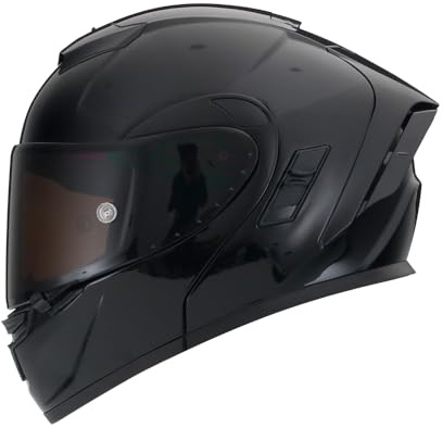 Woljay Klapphelm Motorradhelm Modularer Helm Doppelvisierhelm Helme Integralhelme Integriertes Motorrad für Erwachsene Männer Frauen Street Racing DOT/ECE 22-05 (Gloss Black,XXL)