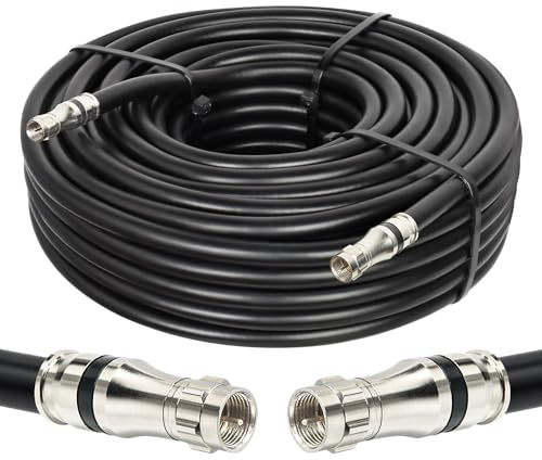 MOOKEERF Cavo coassiale RG11 da 18,3 m, a bassa perdita, 14 AWG, RG11, 75 ohm, con connettore di tipo F, ad alta definizione, per CATV, parabola satellitare, VHF/UHF, radio, antenne TV