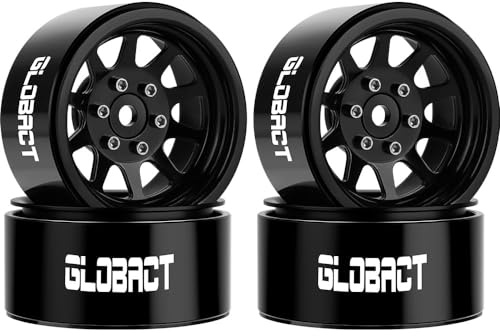 GLOBACT 1.9 Beadlock Wheels Rims 1/10 RC Crawler Wheels for TRX4 TRX6 Axial SCX10 I II III Pro Redcat 1/10 RC Crawler Upgrade Accessories (4Pcs Black)