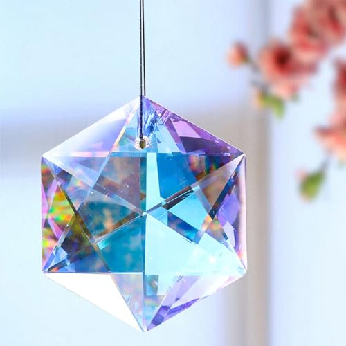 100mm Prisma Kristall zum Aufhängen Sonnenfänger Bunt Fensterprisma Suncatcher Ornament Glas Anhänger Regenbogenmacher Kronleuchter Kristallanhänger für Fesnter Haus Garten Deko
