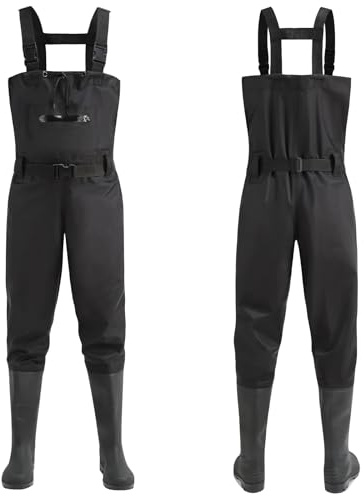 bluaqua Cuissardes pour Hommes et Femmes Épaisses, Pantalon de pêche avec Bottes, Cuissardes, Poches sur la Poitrine, Bretelles Réglables, Pantalon de pêche en Nylon, Pantalon de pêche