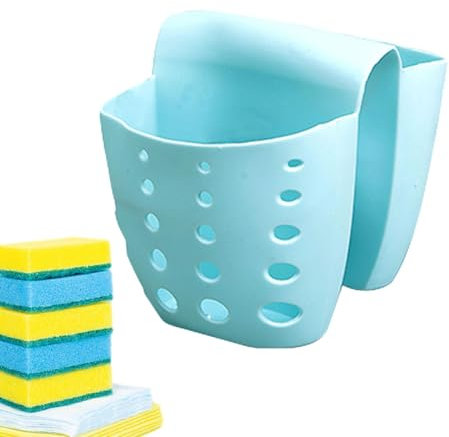 Soporte de esponja para fregadero, soporte de esponja de silicona, escurridor de cesta de drenaje, cesta de drenaje organizadora de esponja con agujeros de drenaje, colador de drenaje para fregadero