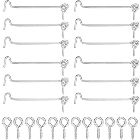 12 Stück Sturmhaken Edelstahl Kabinenhaken,Klein Fensterhaken Helter Locking,Haken Auge Fenster,Korrosionsbeständig Schraube mit öse Tür Privathaken mit 12 Befestigungsschrauben für Türen Fenster