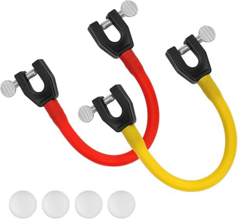 2 Stück Skispitzenverbinder für Kinder, Tragbarer Skiverbinder mit 4 Abstandshaltern Ski-Trainingshilfe Ski-Trainingsgerät für Kinderanfänger (Rot, Gelb)