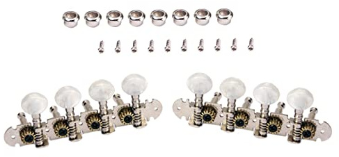 Gitarrenstimmwirbel Gc602 2 Stück 4l und 4r Runde Knöpfe | Metall, Silberfarbene Ausführung, Ersatz für Alte Mechaniken, Modell Gc602