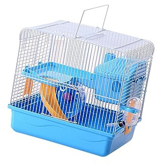 COLLBATH Doppelschichtiger Hamsterkäfig Für Kleine Haustiere Mit Laufrad Und Auslaufsicherer Wasserkanne Leicht Zu Reinigen Und Sicher Mit Tür Und Seitenclips