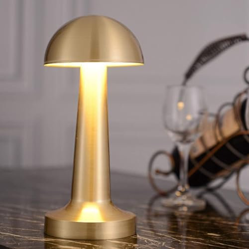 Cordless Rechargeable Table Lamp 3-Levels Touch Dimmable Bedside Lamps LED Desk Lamp Metal Touch Lamp Bedside Light Eye-Protection &1800 mAh Battery for Dining, Bedroom, Living Room, Camping