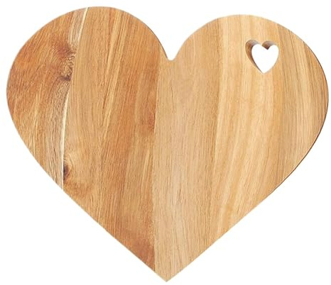 Heart Shaped Cutting Board, Wood Bread Board, Decorative Serving Platter, Cheese Chopping Platter with Easy to Clean and Maintain Design for Meat, and Vegetables, 1 Piece