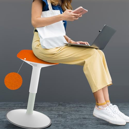 Alpstorm Tabouret de Bureau Ergonomique - Tabouret de Bureau et Poste Debout avec Réglage Hauteur 43-61cm - Tabouret Dynamique Anti-Dérapant pour Télétravail, Bureau et Salon - Orange, Forme Ronde