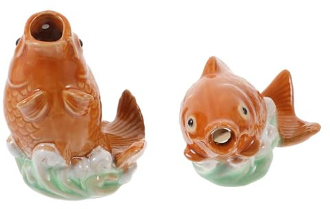 Milisten 2 Pièces Décoration de Jardin de Carpe de Statues de Poisson pour Étang Ornements de Jardin Réalistes Accessoires de Décoration Extérieur