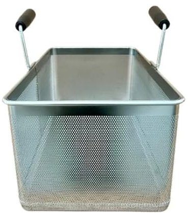 FBR0322 - CESTINO MADE IN ITALY CUOCIPASTA PROFESSIONALE 1/1 2 MANICI 289X489X215H MM IN ACCIAIO INOSSIDABILE AISI 304 CESTELLO CUOCI PASTA INOX GN 1/1