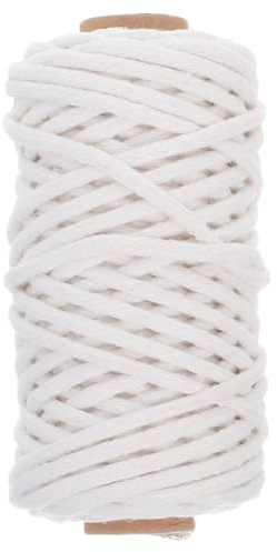SEWACC 1 rotolo di spago in cotone intrecciato da 3 mm per macramè, spago per appendere piante, arazzi, cordoncini, fili per stendere i panni, fai da te, 20 m