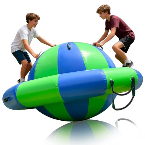 OZIS 6.5 x 3.6 FT Inflatable Dome Rocker Bouncer with 500W Electric Pump, 380 lbs Weight Capacity, 6 Handles, Giant Blow Up Rocking Ball for Pool, Garden, Outdoors Water Play
