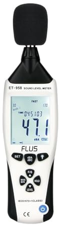 Fonometri Datalogr Digitale Professionale Fonometro Livello di Rumore Misuratore Decibel 30-130dB, Guardia audio