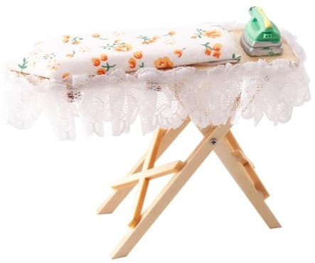 KIXZSAZ Tabla de Planchar para casa de muñecas, Modelo 1:12, minijuego Accesorios Plancha, Regalo Elegante para niños, entusiastas Las Casas muñecas, Muebles lavandería a Escala 1:12 para