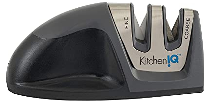 KitchenIQ Aiguiseur de couteau à 2 étapes avec poignée sur le bord