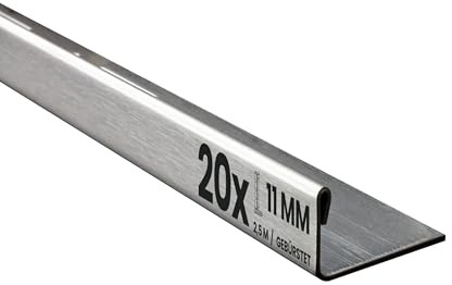20x L-Profil Edelstahlschiene Fliesenprofil Fliesenschiene Edelstahl V2A L250cm 11mm gebürstet