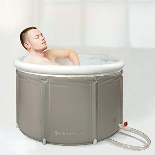 Tragbare Badewanne (groß) von Homefilos, Eisbad und Cold Plunge für Sportler, aufblasbare Erwachsenengröße, japanischer Whirlpool für Duschkabine