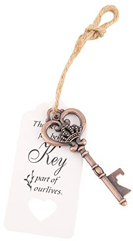 Abrebotellas clave, abrebotellas de llave maestra vintage con cordel de tarjeta de etiqueta para favores de boda Decoración rústica antigua(#2)