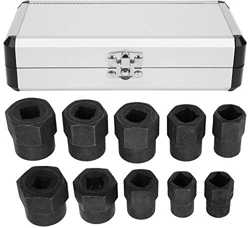 ViaGasaFamido Kit d'Outils Extracteur d'Écrou et Boulon 10 Pièces, Acier Allié, 9-19mm, Professionnel pour Attaches Cassées, Noir